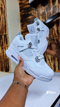 All-white retro basketball sneakers