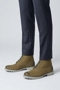 Olive green or brown lace-up ankle boots