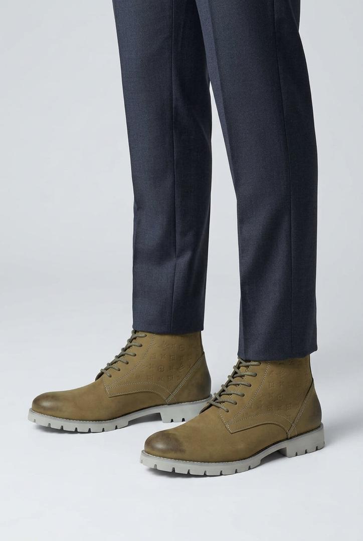 Olive green or brown lace-up ankle boots