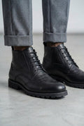 Black men's lace-up ankle boots