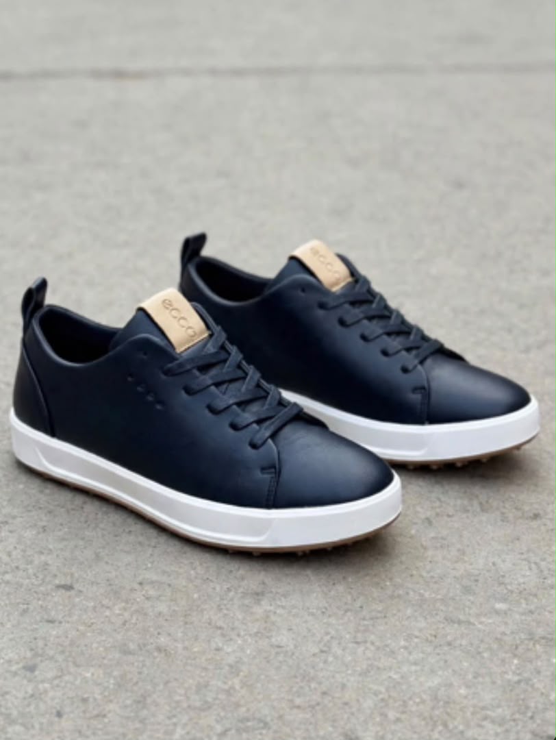 Dark navy blue and white ECCO smart casual leather sneakers