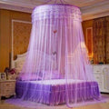 Purple Round Mosquito Net For Single Bed - Purple