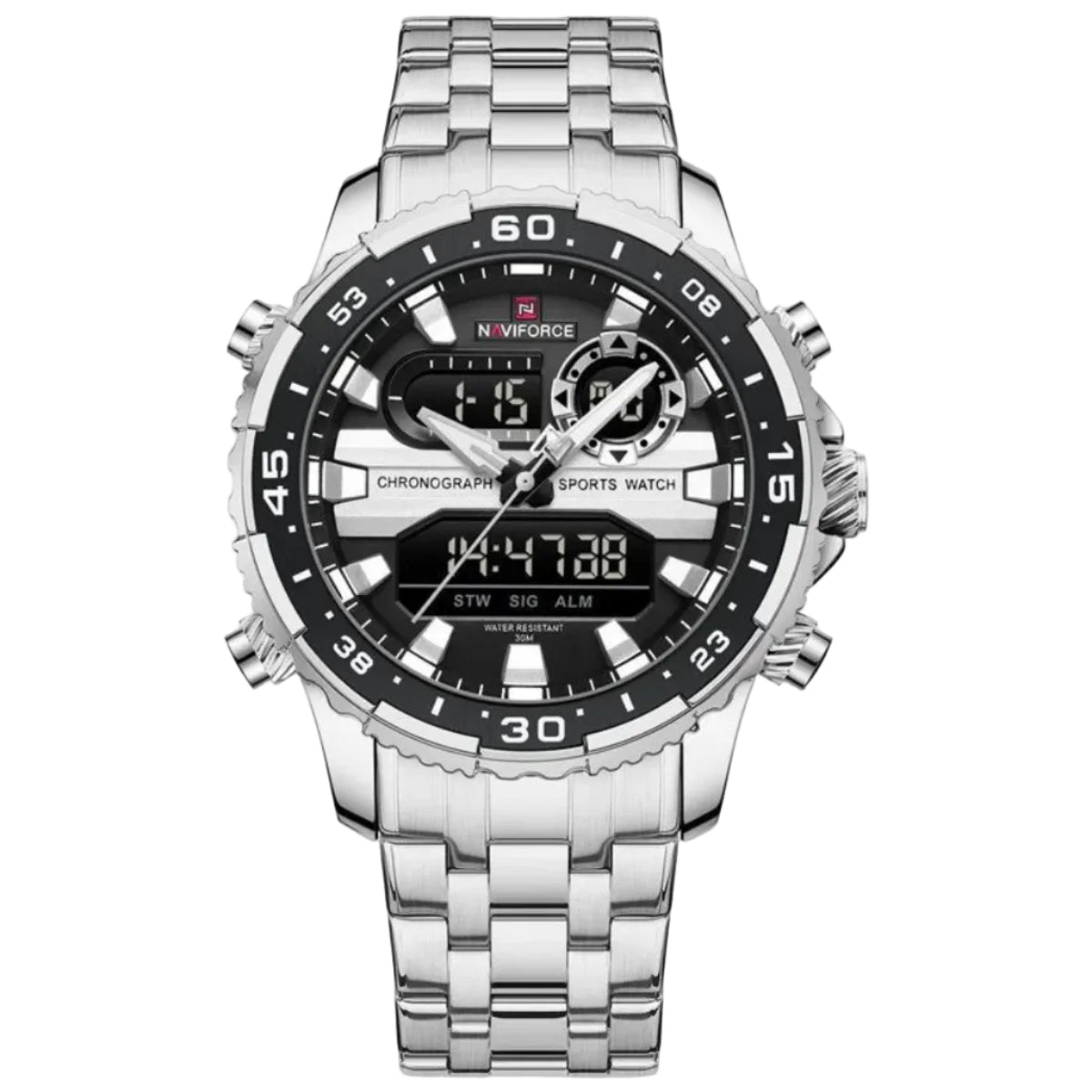 Modern Classic Naviforce Watch For Men-Silver