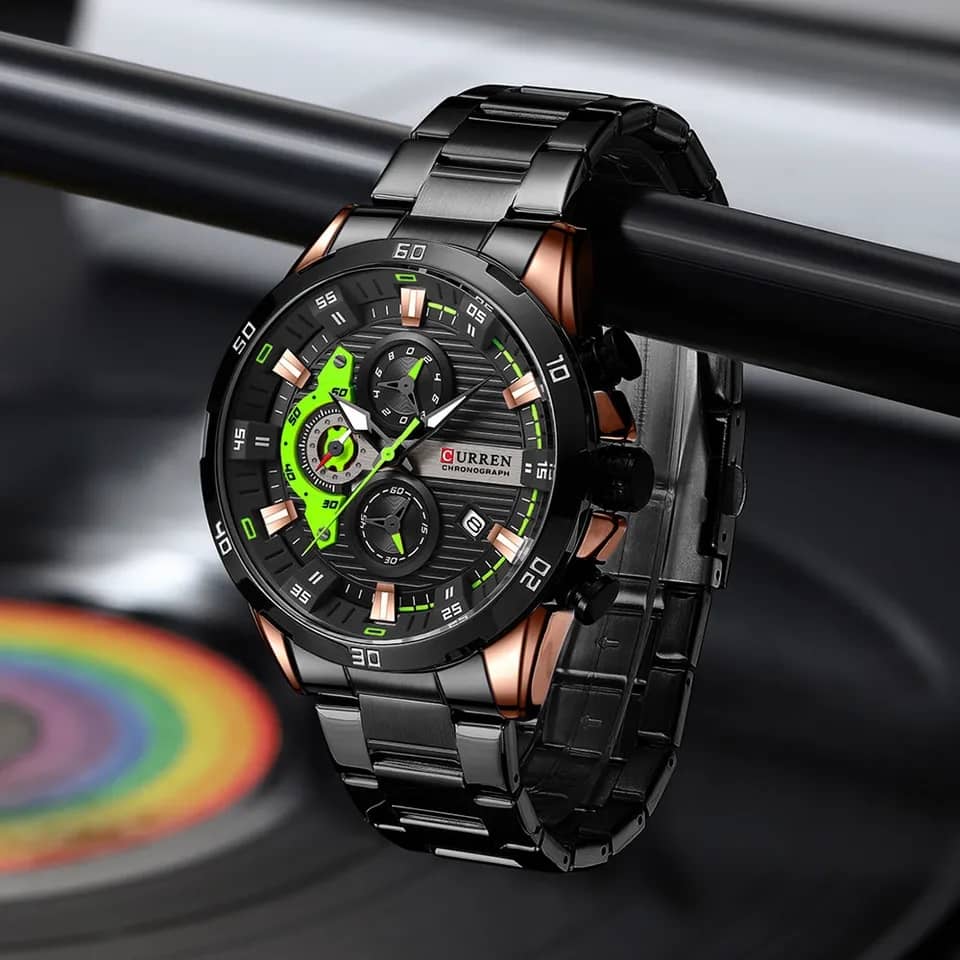 Curren Time Piece Wrist Watch - Black