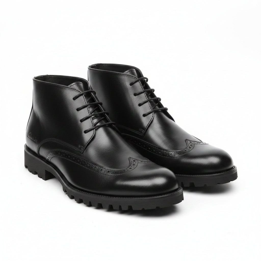 black leather ankle boots