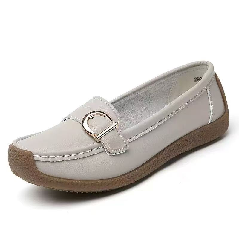 Leather Breathable Hole Design Easy Slip-On Summer Women's Shoes
