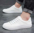 white fashion sneakers are casual lace-up shoes