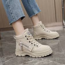 Evolutions brand women's winter boots cream lady sneakers
