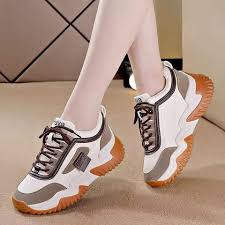 fashion chunky sneakers featuring a white, brown