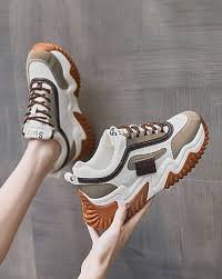 fashion chunky sneakers featuring a white, brown