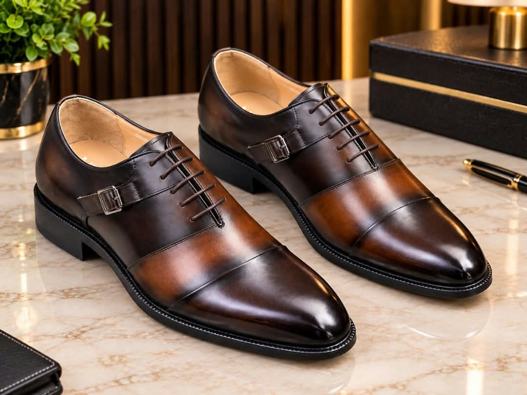 Men's brown leather dress shoes