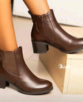 brown slip-on ankle boots
