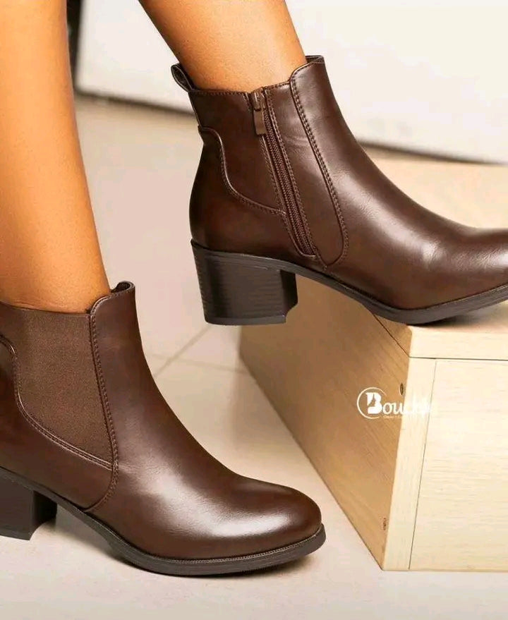 brown slip-on ankle boots