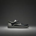 Black textured leather low-top casual dress sneaker