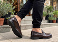 Dark brown leather penny loafers
