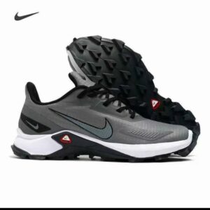 Gray and black Nike running sneakers