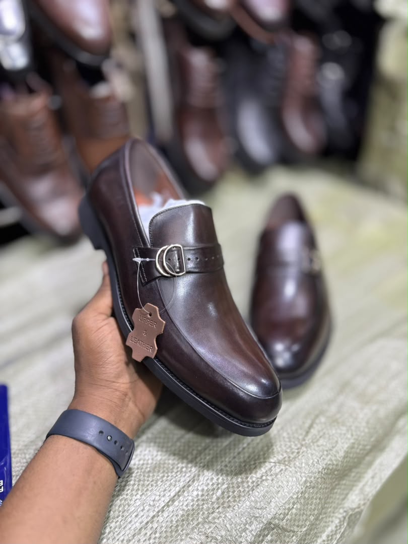 Dark brown men's monk strap dress shoe/loafer