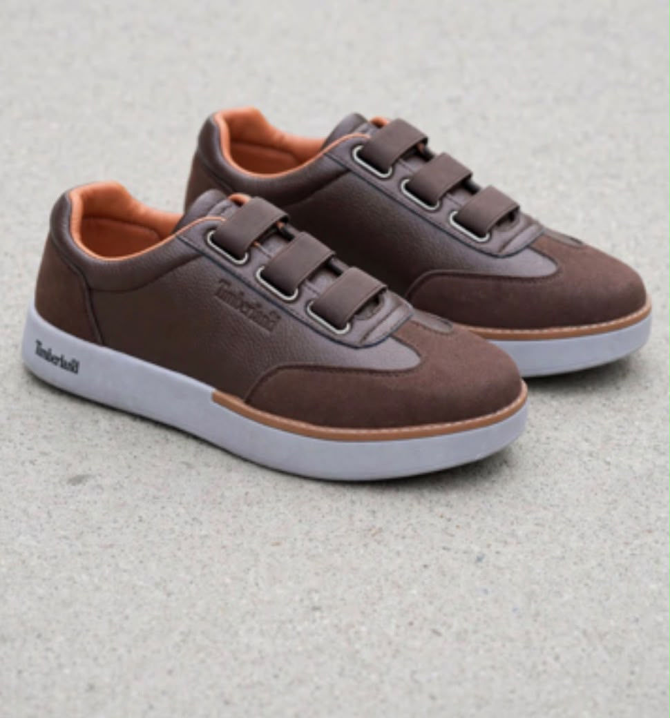 Brown Timberland low-top casual sneakers