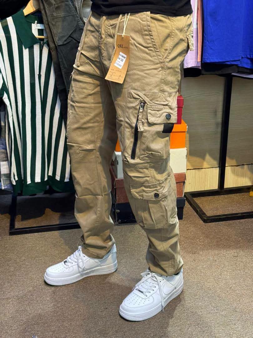 khaki tactical cargo jogger pants