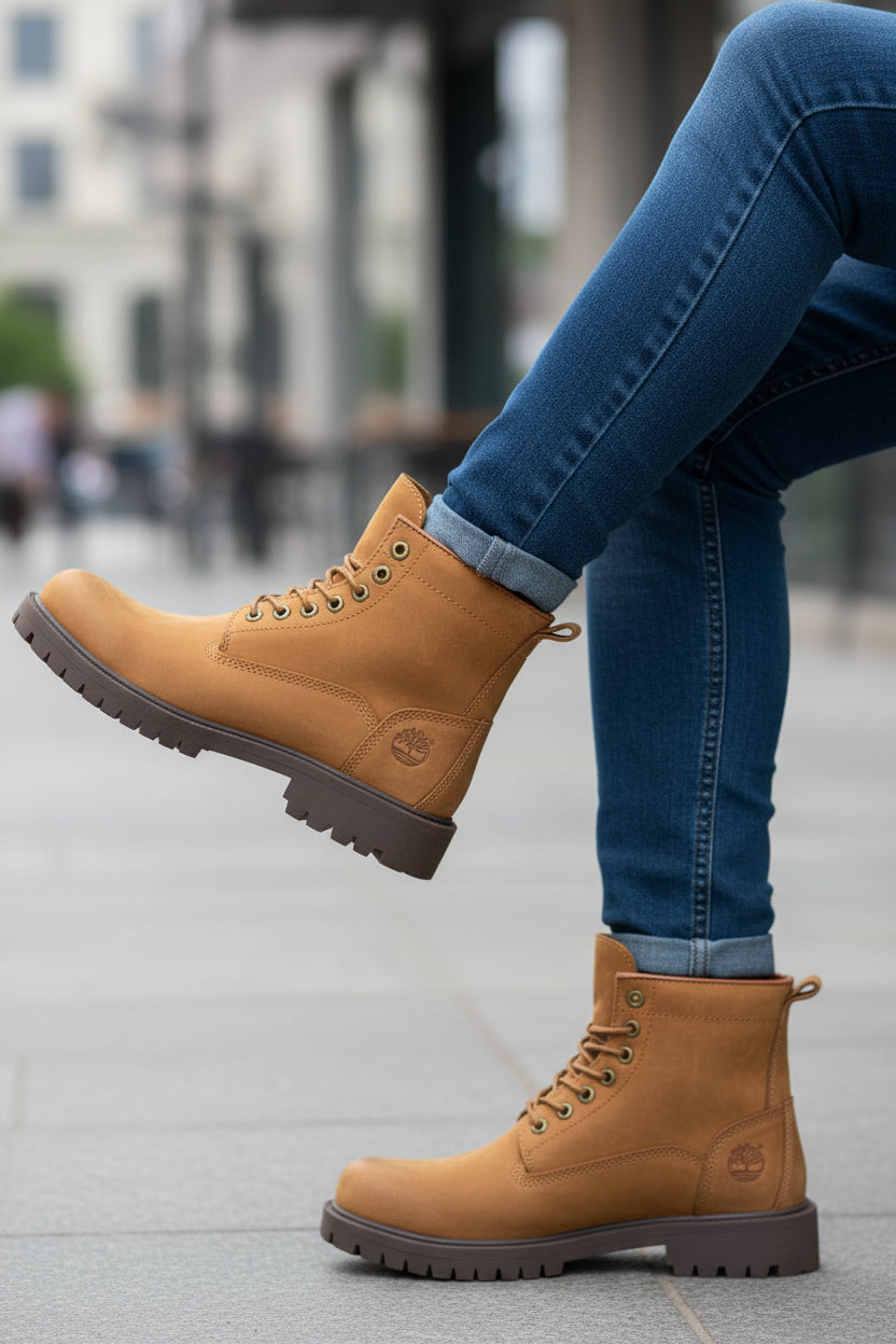 Brown Timberland leather casual ankle boot