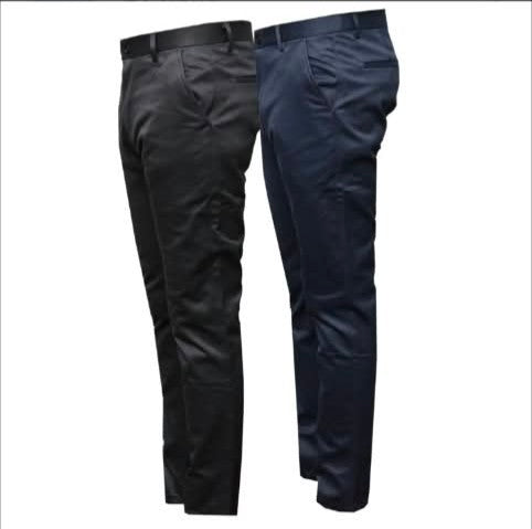Men's soft stretch khaki trousers in black and blue