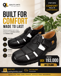 Black, closed-toe men's leather