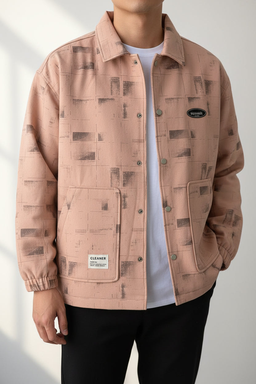 Peach-colored casual button-down jacket