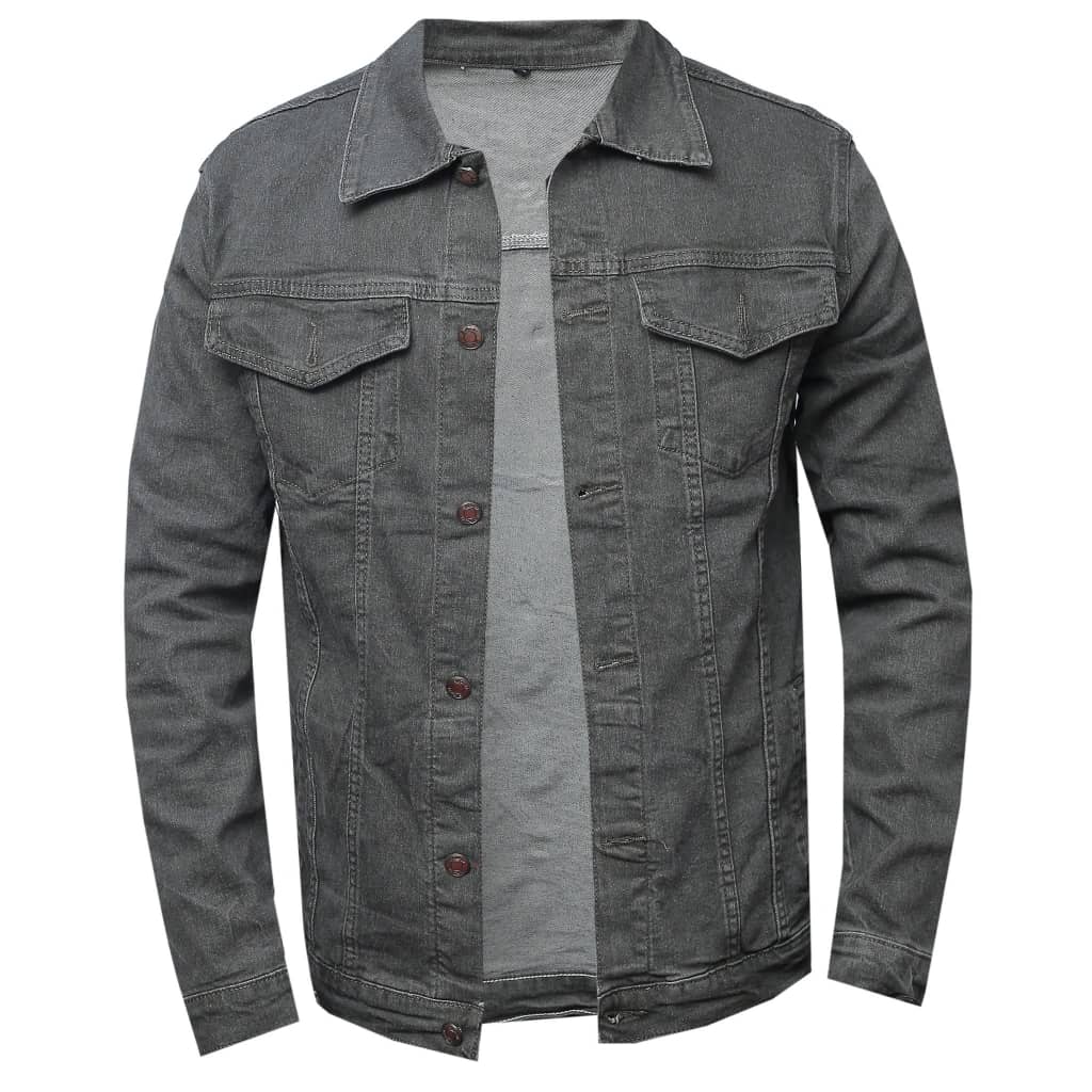 Dark grey men's classic denim trucker jacket