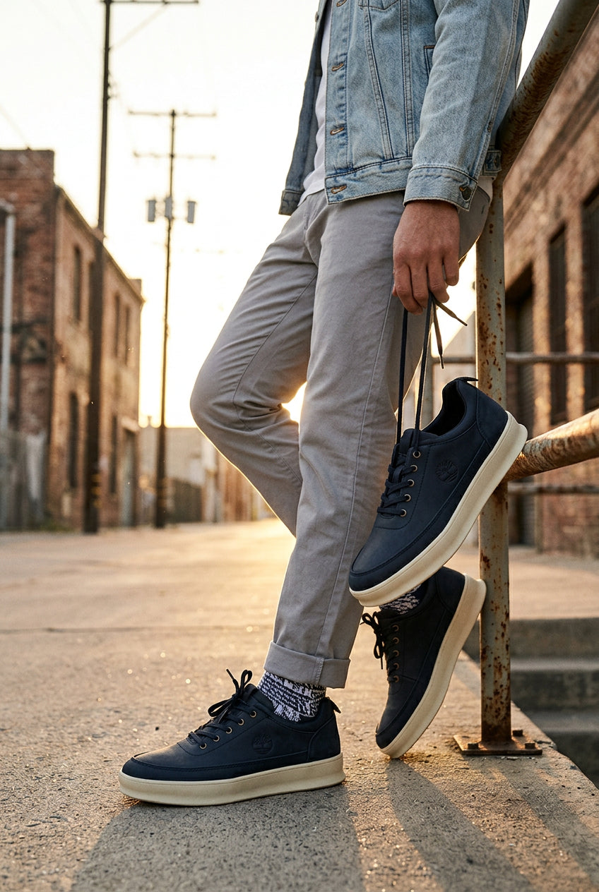 Dark blue casual low-top shoes
