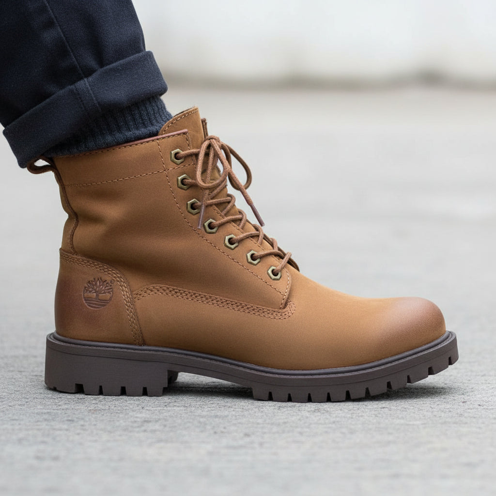 Brown Timberland leather casual ankle boot