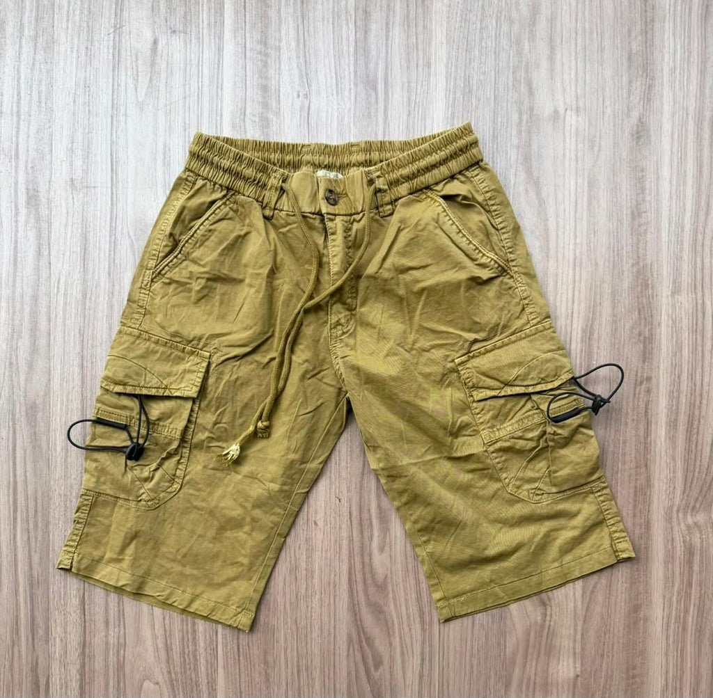 Casual multi-pocket drawstring cargo shorts two pairs