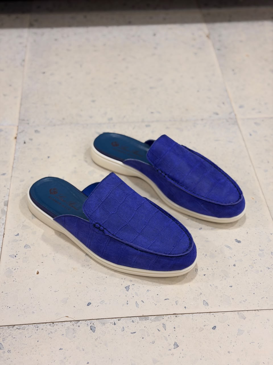 Royal blue slip-on mules