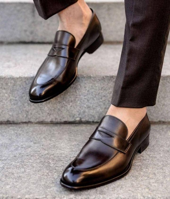 Classic dark leather penny loafer