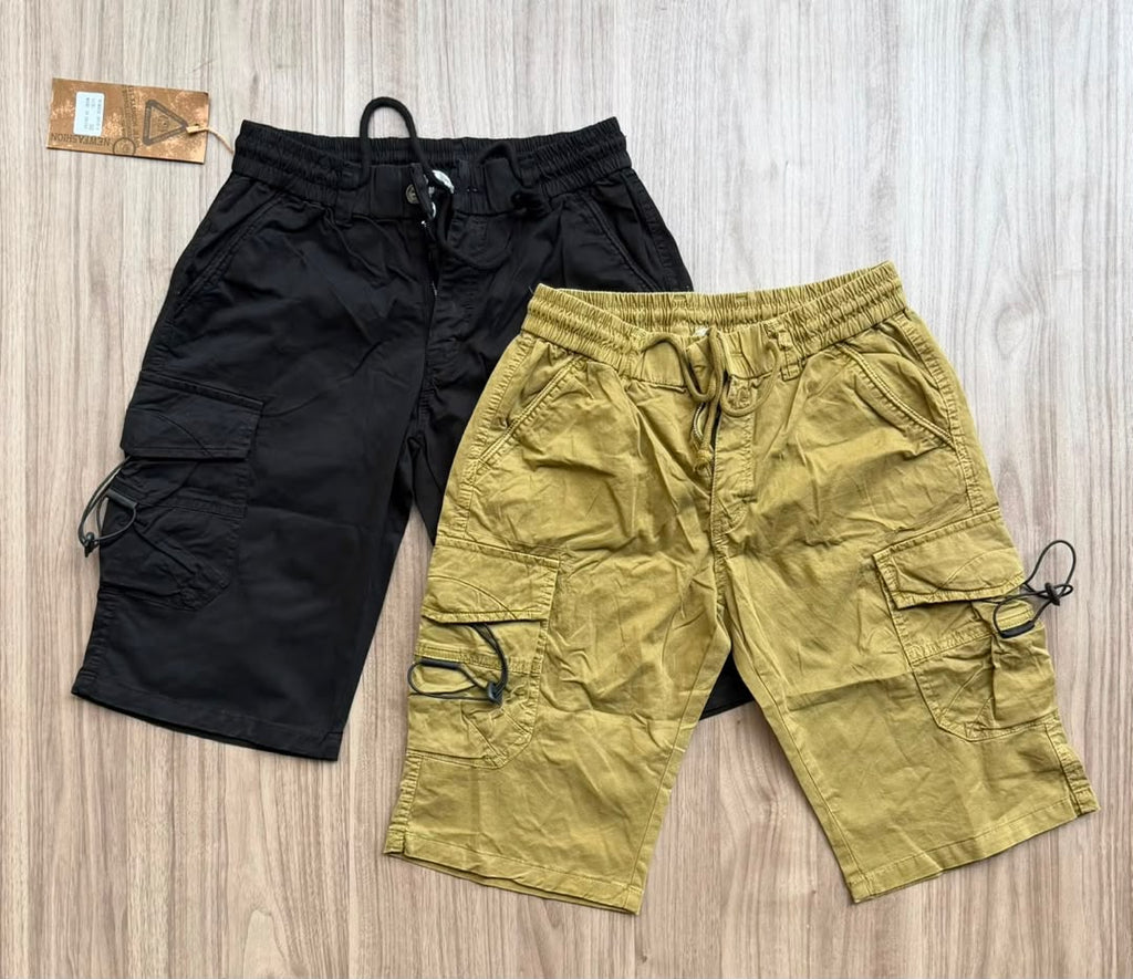 Casual multi-pocket drawstring cargo shorts two pairs