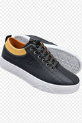 Navy blue leather casual sneakers