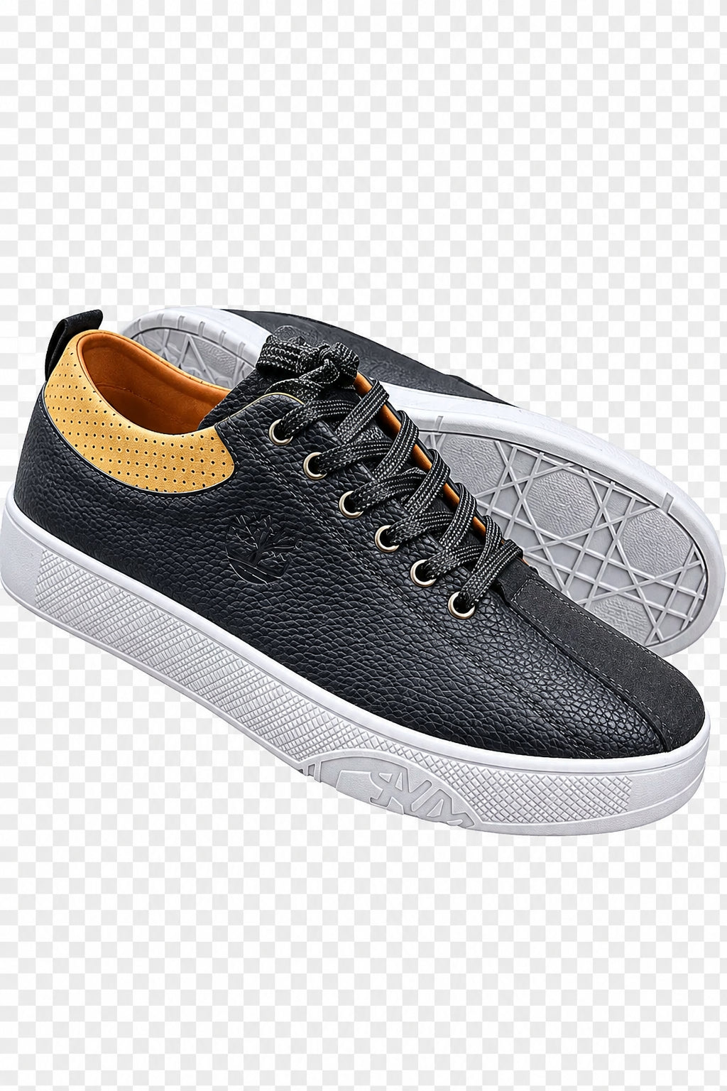 Navy blue leather casual sneakers