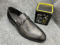 Black pebble-grain leather slip-on dress loafers