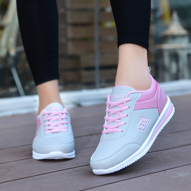 Grey and pink women's sneakers