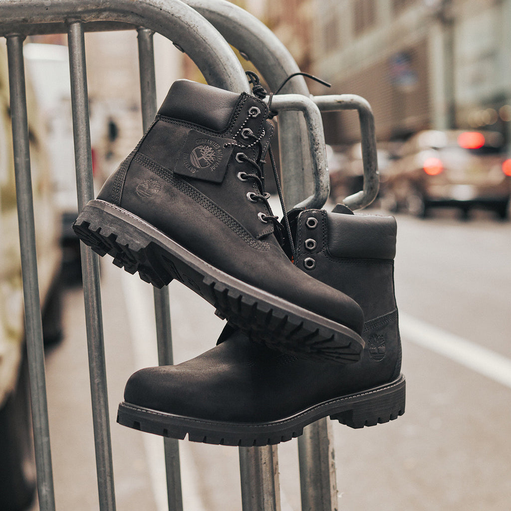 Timberland 6-Inch Premium Waterproof Boots in black.
