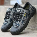 Grey camouflage low-top canvas casual sneakers