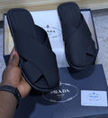Black Prada crisscross slide sandals