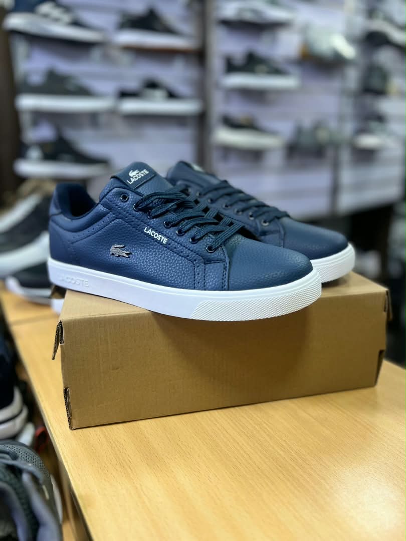 Navy blue Lacoste leather men's sneakers
