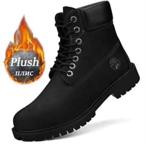 Black, lace-up winter boots