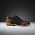 Black casual lace-up leather shoe