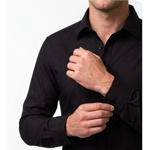 2 Pack Of Men's Cotton Office Shirts Long Sleeve - Blue & Black