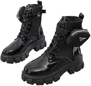 black patent leather ankle boots
