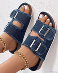 Denim slide sandals