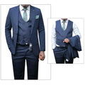 Classic navy blue, three-piece slim-fit men's suit