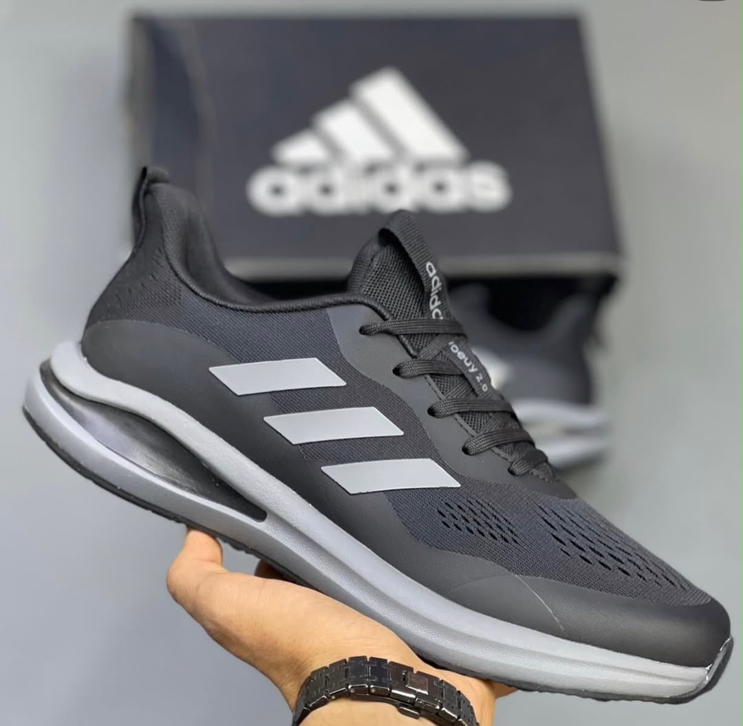 Black and grey Adidas running sneakers