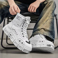 White, high-top platform boots